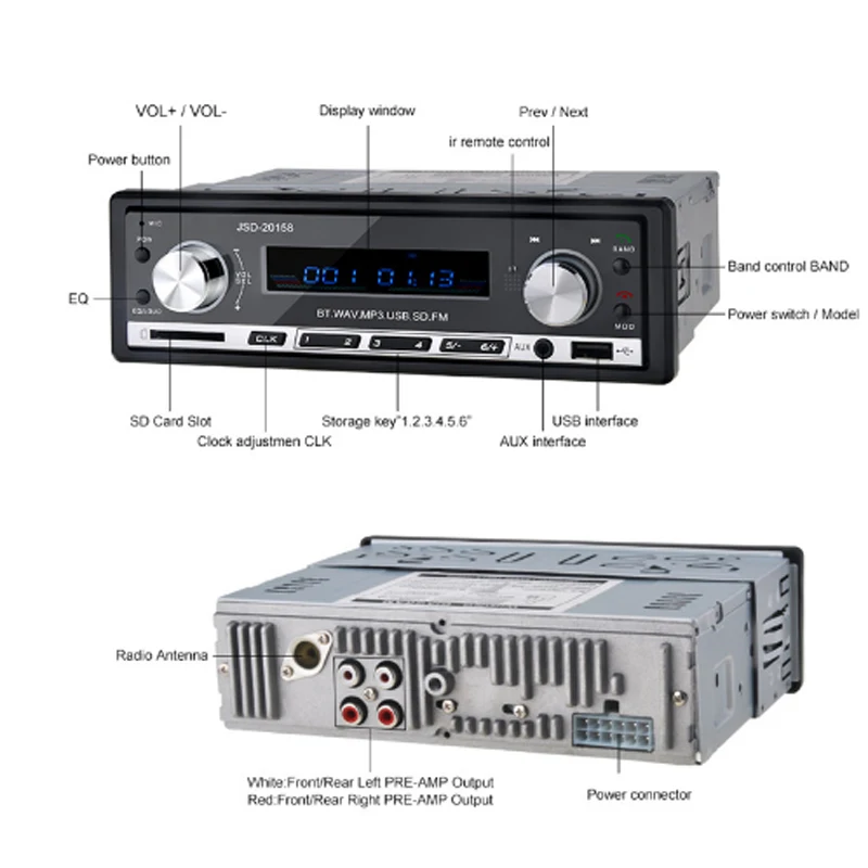 Car Radio usb Bluetooth V2.0 Car Stereo Audio In-dash FM Receiver Aux Input ReceiverUSB MP3 MMC WMA auto radio
Car Radio usb Bluetooth V2.0 Car Stereo Audio In-dash FM Receiver Aux Input ReceiverUSB MP3 MMC WMA auto radio