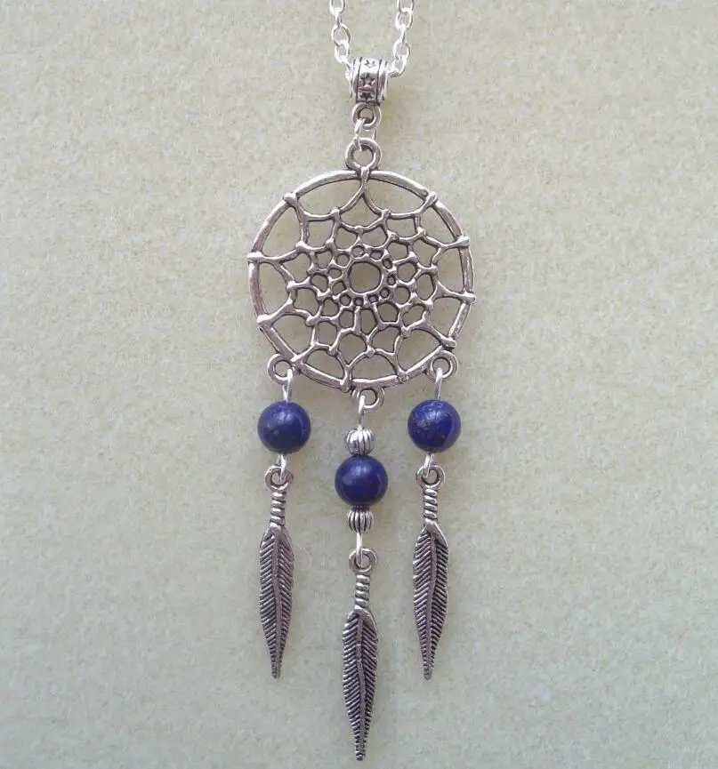 Drop shipping Lapis Lazuli Dreamcatcher Feather Charm Pendant 18" Chain Necklace
Drop shipping Lapis Lazuli Dreamcatcher Feather Charm Pendant 18" Chain Necklace