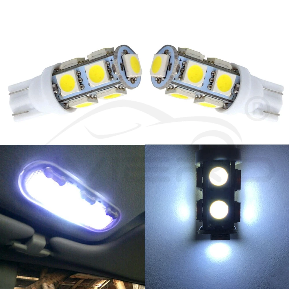 Hviero   10X White T10 5050 9SMD 9LED Car Led 194 168 192 W5W DC 12V Auto mobile Bulbs Parking Lamp Wedge Interior Side Marker Lights