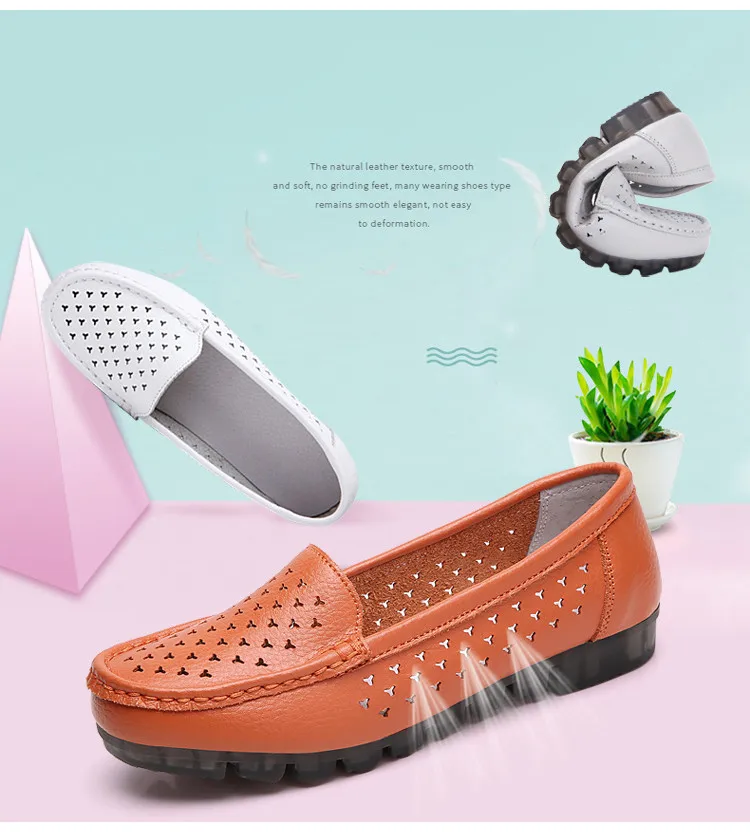 AH 201-1-2019 New Genuine Leather Cut Outs Women Summer Loafers-1