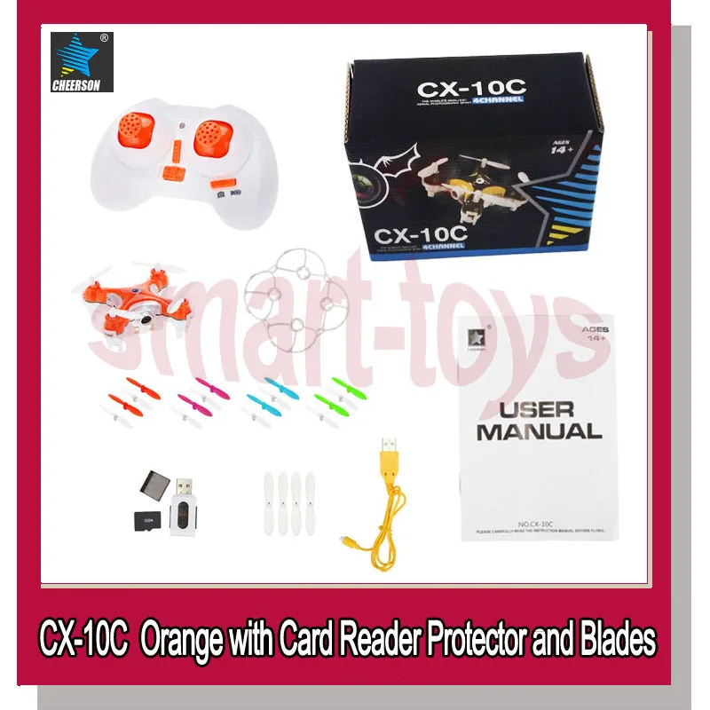 

Cheerson CX-10C CX10C Mini 2.4G 4CH RC Quadcopter Pocket Drone with Camera Card Reader and Protector