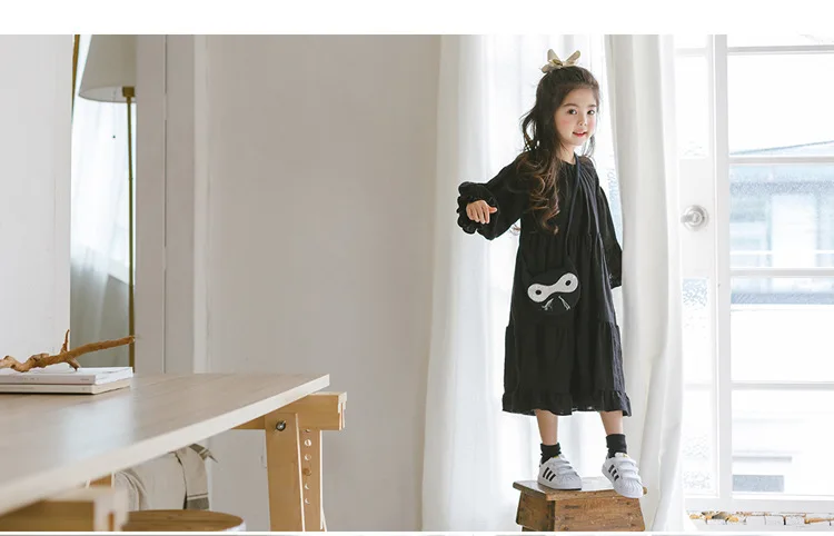 Cute Korean Girl Dress Spring Casual Fashion Teen Children Clothing 2019 New Long Sleeve Kids Clothes For Girls Dresses 14 Years (4)
