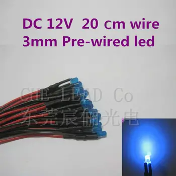 100pcs Hot sale Blue Diffused 3mm dip led Pre Wired led DC12V/24V 20mm prewired cable led
100pcs Hot sale Blue Diffused 3mm dip led Pre Wired led DC12V/24V 20mm prewired cable led