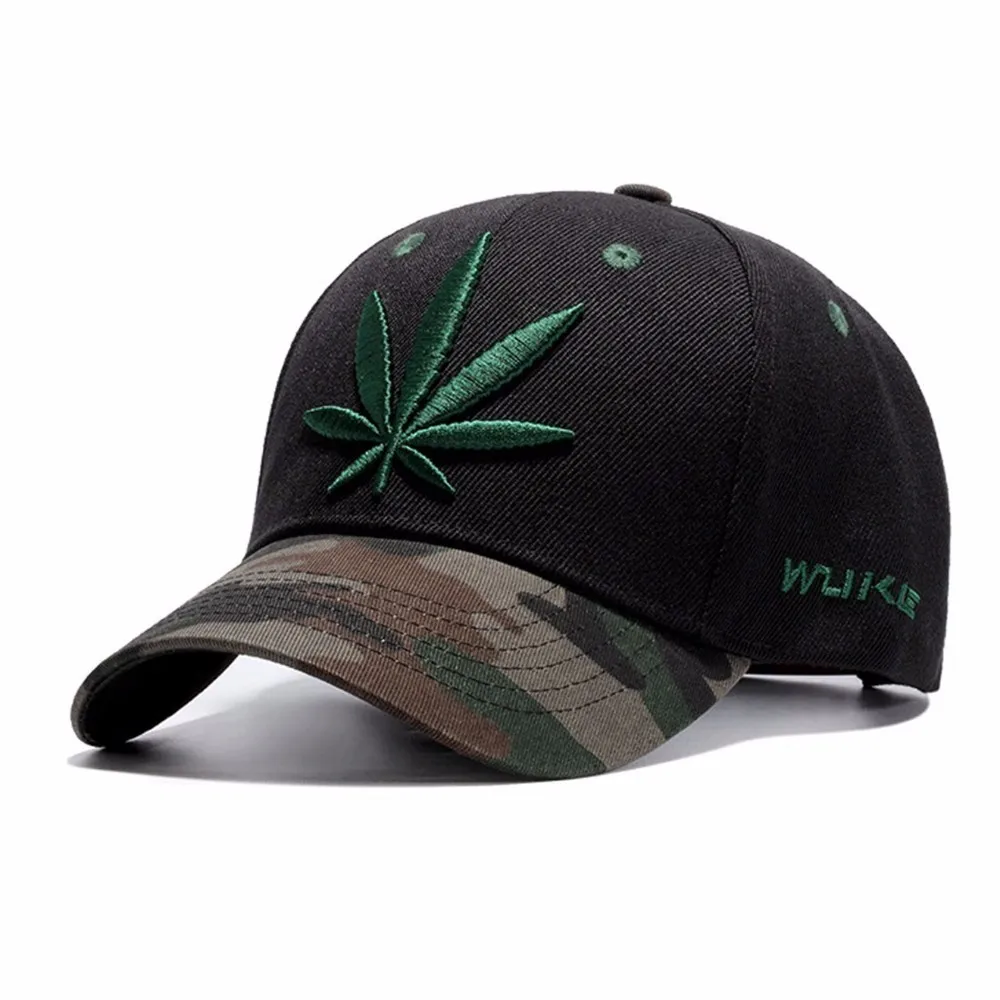 2018 Новая мода вышивка кленовый лист Кепки Сорняк Snapback Шапки для Для мужчин женщин