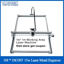 Diy 15w grande potência laser gravador de metal laser máquina de corte de metal 1*1 m grande tamanho de trabalho laser gravar máquina laser marcação de metal