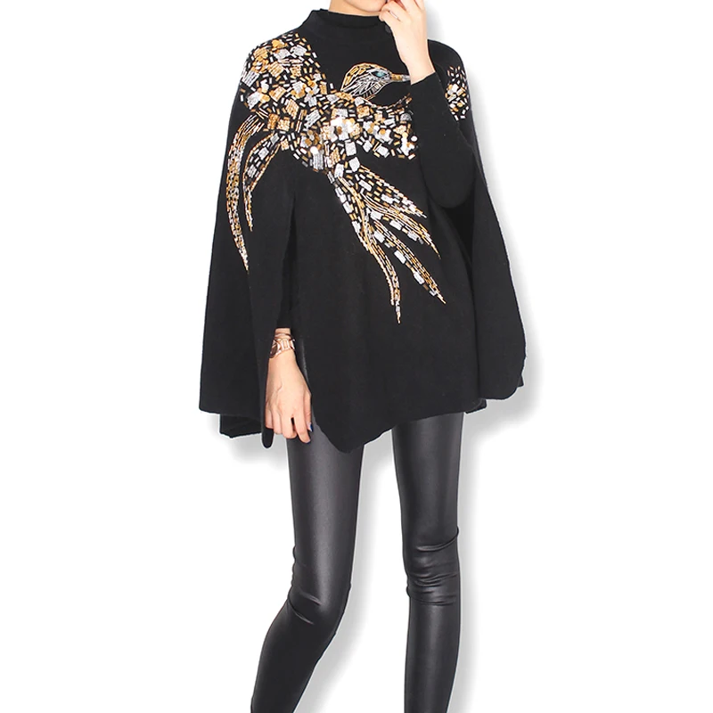 معطف شتوي محاك بالعباءه من الكشمير برسم طير النسر مطرز يدويا مطرز بالترتر للنساء معطف باكمام جديد كولكشن شتوي تريند معطف شتوي محاك بالعباءه من الكشمير برسم طير النسر مطرز يدويا مطرز بالترتر للنساء معطف باكمام جديد كولكشن شتوي تريند