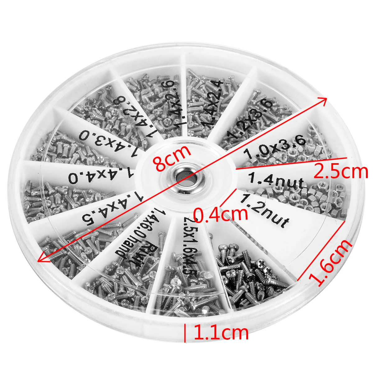 600PCS 12 Kinds of Small Screw Nuts Electronics Assortment Kit M1 M1.2 M1.4 M1.6