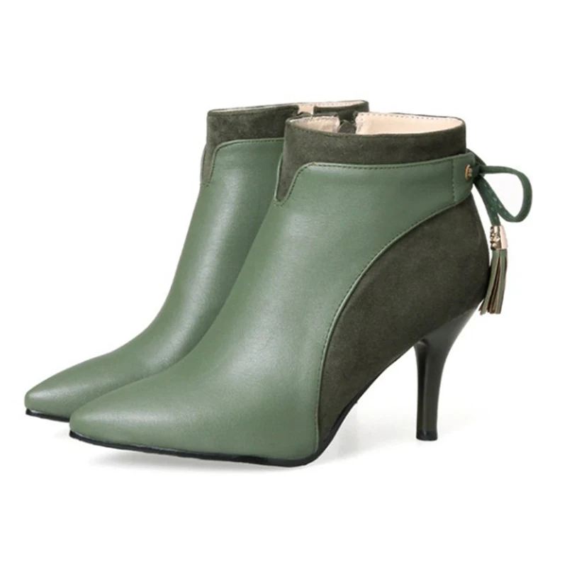 Women Ankle Boots 8cm High Heels Fashion Flock Boot Black Army Green Stiletto Female Shoes Lace Up Women Sexy Pumps Plus Size 46
Women Ankle Boots 8cm High Heels Fashion Flock Boot Black Army Green Stiletto Female Shoes Lace Up Women Sexy Pumps Plus Size 46