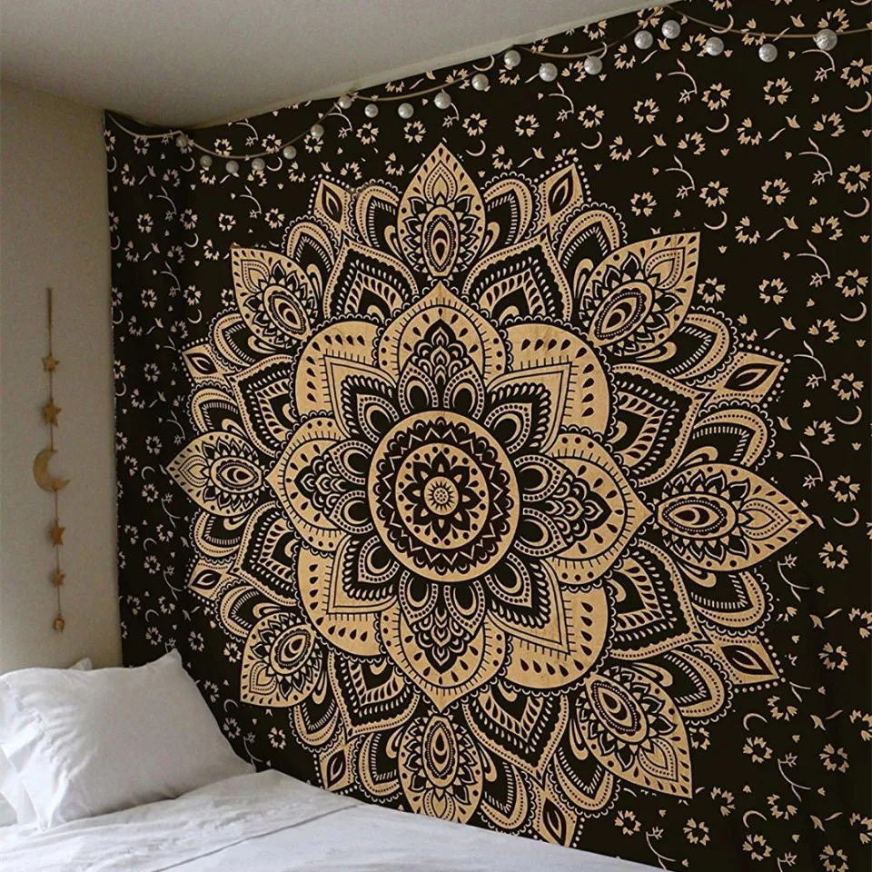 Cilected Golden And Black Mandala Tapestry Wall Hanging Lotus Printed Hippie Tapestry Decorative Wall Cover Blanket Table Cloth
Cilected Golden And Black Mandala Tapestry Wall Hanging Lotus Printed Hippie Tapestry Decorative Wall Cover Blanket Table Cloth