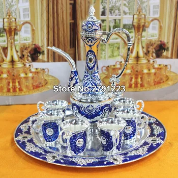 New Arrival Silver and white Coffee set Wine Set Tea set Castle pattern metal hotel/room decor 1 set= 1 plate+ 1 pot +6 cups
New Arrival Silver and white Coffee set Wine Set Tea set Castle pattern metal hotel/room decor 1 set= 1 plate+ 1 pot +6 cups