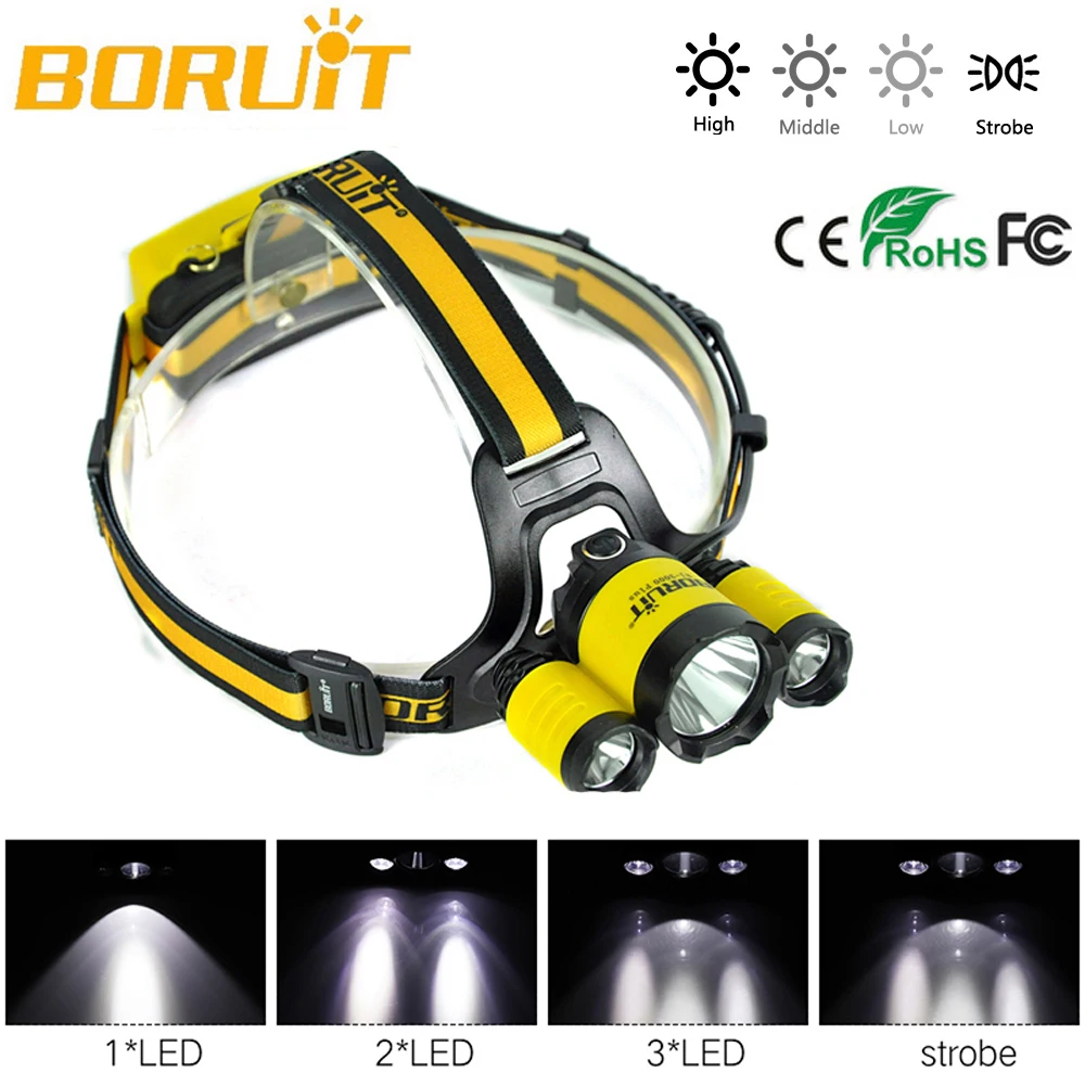 Upgraded BORUiT RJ-3000 Plus XM-L T6 White light 3 LED 4 Modes Micro Rechargeable Headlamp
Upgraded BORUiT RJ-3000 Plus XM-L T6 White light 3 LED 4 Modes Micro Rechargeable Headlamp