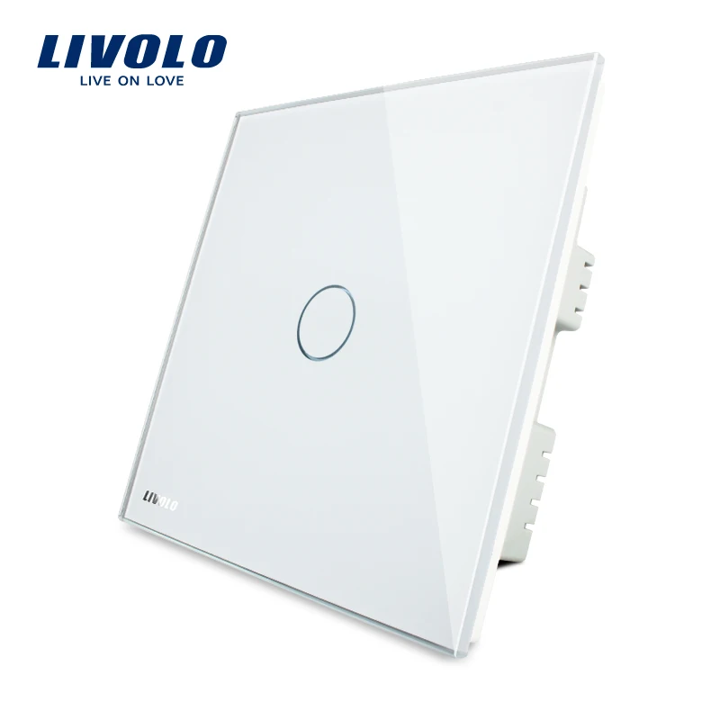 

Livolo UK Standard Wall Switch, Ivory White Crystal Glass Panel,AC 220-250V VL-C301-61, Light Touch Switch,1 Gang 1 Way
