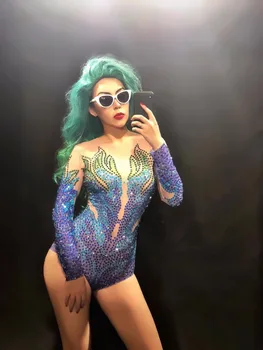 Sparkly Blue Rhinestones Sexy Bodysuit Full Crystals One-piece Dance Costume Nightclub DJ Show Prom Birthday Celebrate Leotard
Sparkly Blue Rhinestones Sexy Bodysuit Full Crystals One-piece Dance Costume Nightclub DJ Show Prom Birthday Celebrate Leotard