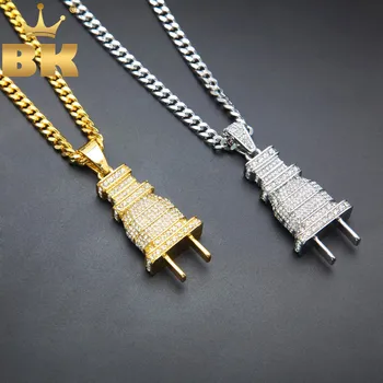 Iced Out Bling Men's Plug Pendant Necklace Gold Plated Charm Micro Pave Full Rhinestone Cuban Chain Hip Hop Jewelry
Iced Out Bling Men's Plug Pendant Necklace Gold Plated Charm Micro Pave Full Rhinestone Cuban Chain Hip Hop Jewelry