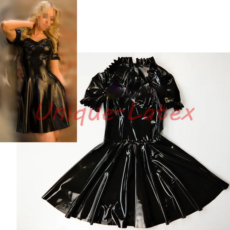 Latex Dress Ruffle Latex Dress with Rubber Dress with short sleeves Playsuit Bodycon 
Latex Dress Ruffle Latex Dress with Rubber Dress with short sleeves Playsuit Bodycon