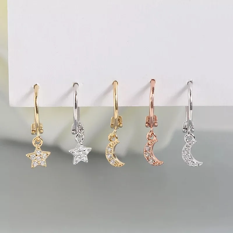 S925 sterling silver earrings fashion zircon star moon ear bone ear buckle wild simple trend female girl silver ear jewelry
S925 sterling silver earrings fashion zircon star moon ear bone ear buckle wild simple trend female girl silver ear jewelry