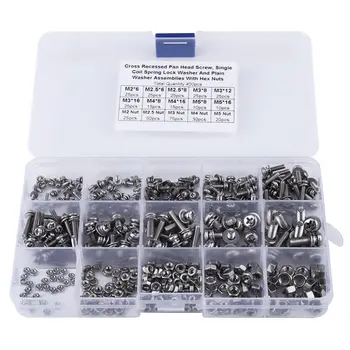 400PCS/Lot M2 M2.5 M3 M4 M5 Cross Pan Head Screws Nuts Washer Assortment Kit Fasteners Hardware with Box
400PCS/Lot M2 M2.5 M3 M4 M5 Cross Pan Head Screws Nuts Washer Assortment Kit Fasteners Hardware with Box