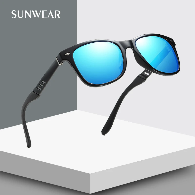 

SUNWEAR Brand Luxury Square Sunglasses Men Women Classic Rivet Sun Glasses Light TR90 Frame Strong Aluminium Magnesium Temple