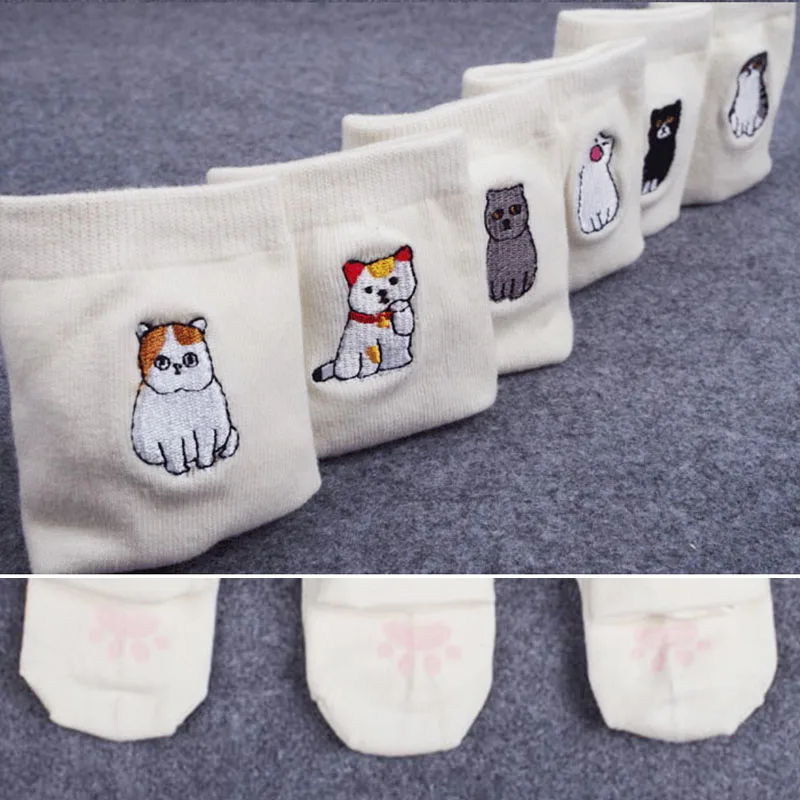 New Japanese Korea Cute Cat Embroidery Women Cotton Socks Lucky Cat White Socks Jacquard Animal Kawaii Funny Female Girls Socks
New Japanese Korea Cute Cat Embroidery Women Cotton Socks Lucky Cat White Socks Jacquard Animal Kawaii Funny Female Girls Socks