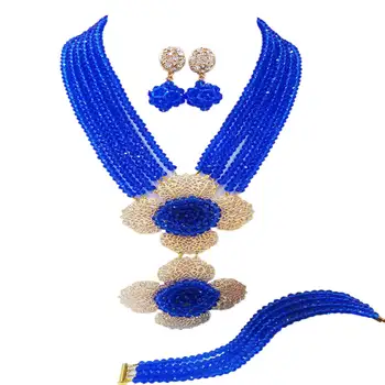 Fashion Blue Multi Strands Statement Necklace Nigerian Wedding African Beads Jewelry Set Crystal 5-LDH20 
Fashion Blue Multi Strands Statement Necklace Nigerian Wedding African Beads Jewelry Set Crystal 5-LDH20