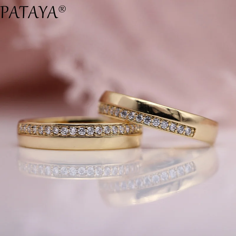 PATAYA New Women Glossy Single Row Natural Zircon Rings 585 Rose Gold White Wedding Simple Fashion Jewelry Party Round Rings
PATAYA New Women Glossy Single Row Natural Zircon Rings 585 Rose Gold White Wedding Simple Fashion Jewelry Party Round Rings