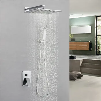 Bathroom Brass Shower Faucet Set In-Wall Rain Fall Chrome Shower Tap Hot & Cold Mixer Crane Faucet 10" Shower Head with handheld
Bathroom Brass Shower Faucet Set In-Wall Rain Fall Chrome Shower Tap Hot & Cold Mixer Crane Faucet 10" Shower Head with handheld