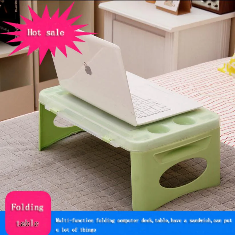 Image Real Rushed Bed And Computer Desk Mini Coffee Table Storage Plastic Fold Tables with A Small Notebook Car Learning Lazy SE21