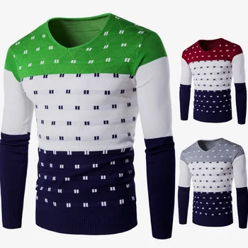 Print Striped V-Neck Knitted Men's Pullover Sweater Long Sleeve Knitting Sweaters For Man 2019 Winter Slim Fit Male Pullovers
Print Striped V-Neck Knitted Men's Pullover Sweater Long Sleeve Knitting Sweaters For Man 2019 Winter Slim Fit Male Pullovers