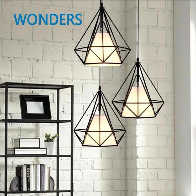 Restoring Ancient New arrival Diamond Wrought Iron Cage Pendant Lamp Nordic Single head Restaurant Industry Pendant Lights
Restoring Ancient New arrival Diamond Wrought Iron Cage Pendant Lamp Nordic Single head Restaurant Industry Pendant Lights