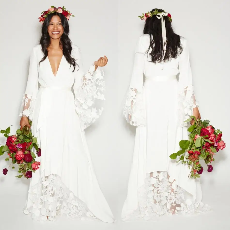 Summer Beach Wedding Dresses Bohemian Beach Hippie Style Bridal Gowns with Long Sleeves Lace Plus Size
Summer Beach Wedding Dresses Bohemian Beach Hippie Style Bridal Gowns with Long Sleeves Lace Plus Size