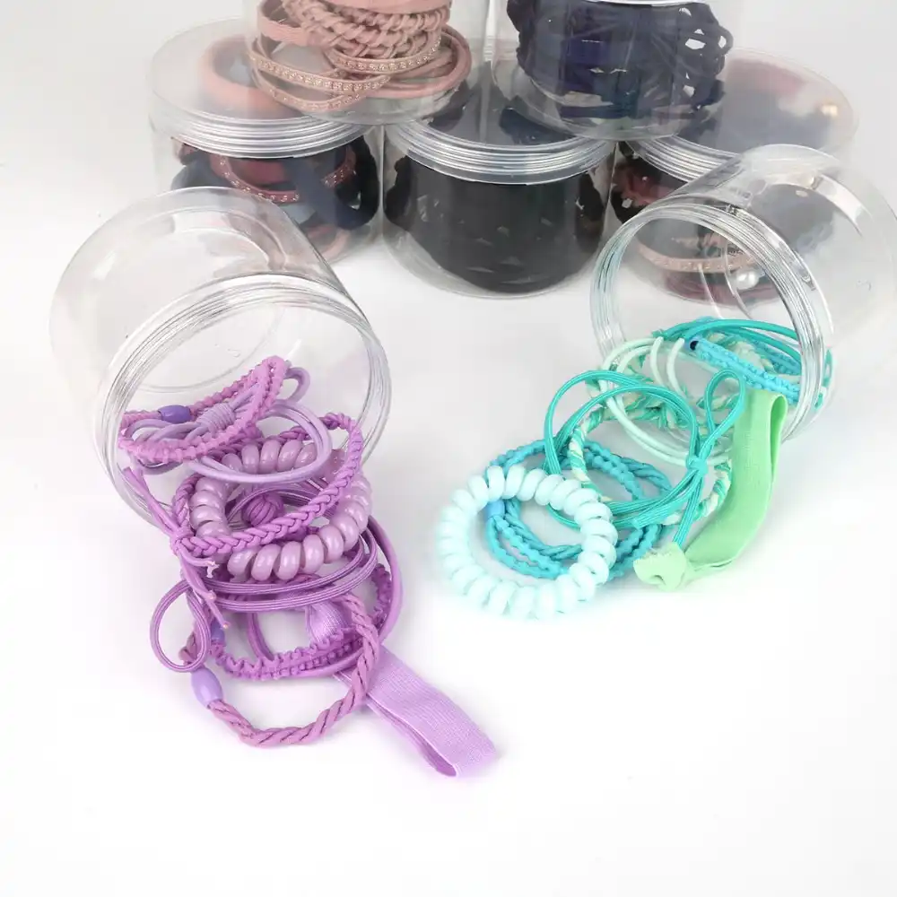 9pcs Box Adult Elastic Hair Bands Rubber Pink Blue Purple Hair