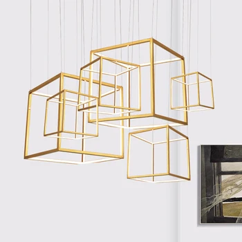 Post Modern Square Frame LED Pendant lights geometry Restaurant Bar Living room Plated Gold Aluminum Droplight Lighting fixture
Post Modern Square Frame LED Pendant lights geometry Restaurant Bar Living room Plated Gold Aluminum Droplight Lighting fixture