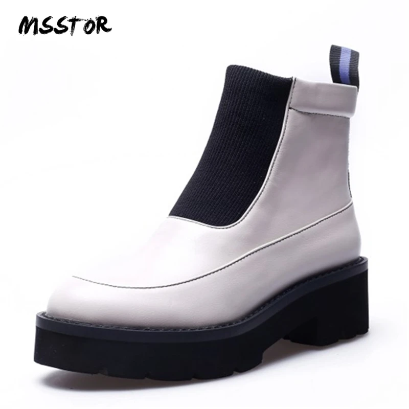 MSSTOR 2018 New Fashion Short Boots Mixed Colors Concise White Black Casual Autumn Winter Platform Boots Round Toe Martin Boots
MSSTOR 2018 New Fashion Short Boots Mixed Colors Concise White Black Casual Autumn Winter Platform Boots Round Toe Martin Boots