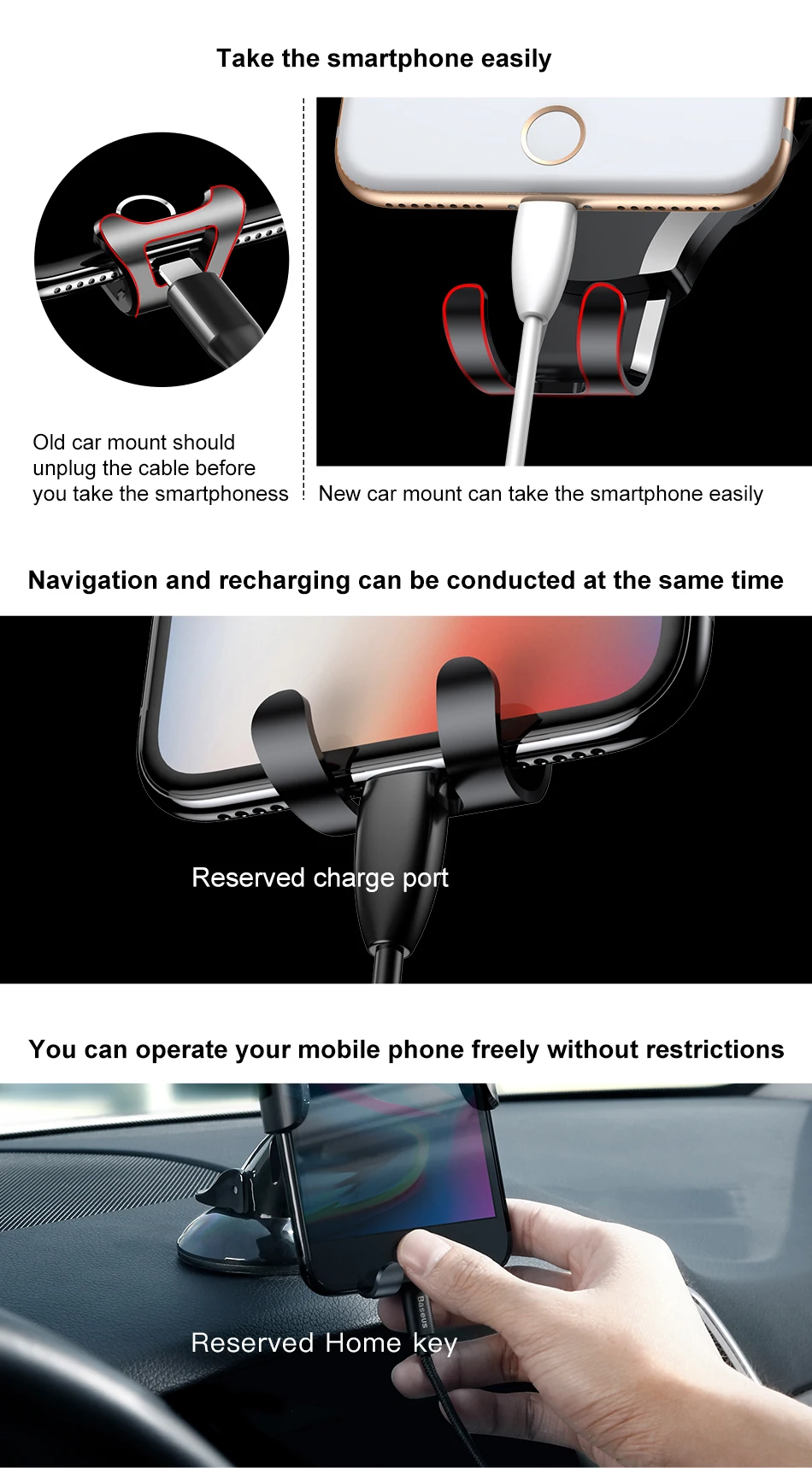 Baseus Universal Gravity Car Phone Holder Windshield Car Holder