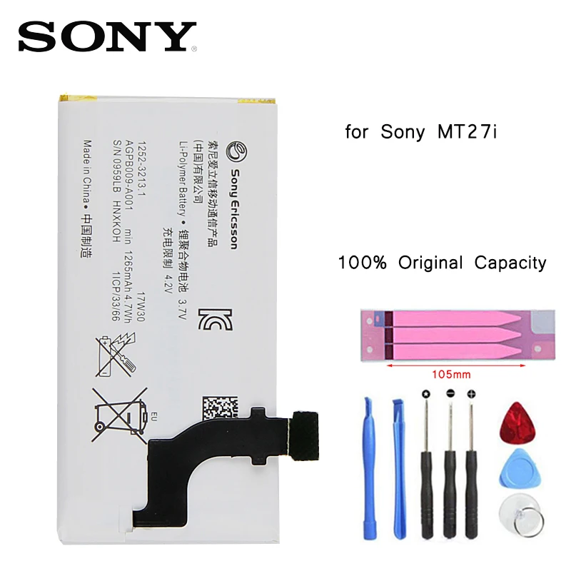 Original SONY Phone Battery For SONY Ericsson MT27 MT27i Replacement Batteries for Sony Xperia sola Pepper bateria with Tools
Original SONY Phone Battery For SONY Ericsson MT27 MT27i Replacement Batteries for Sony Xperia sola Pepper bateria with Tools