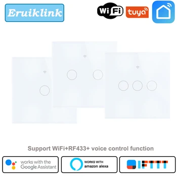 

Eruiklink EU/UK 1 2 3gang white wall touch light switch smart WiFi switch Tuya Smart Life app works with Alexa Google Home IFTTT