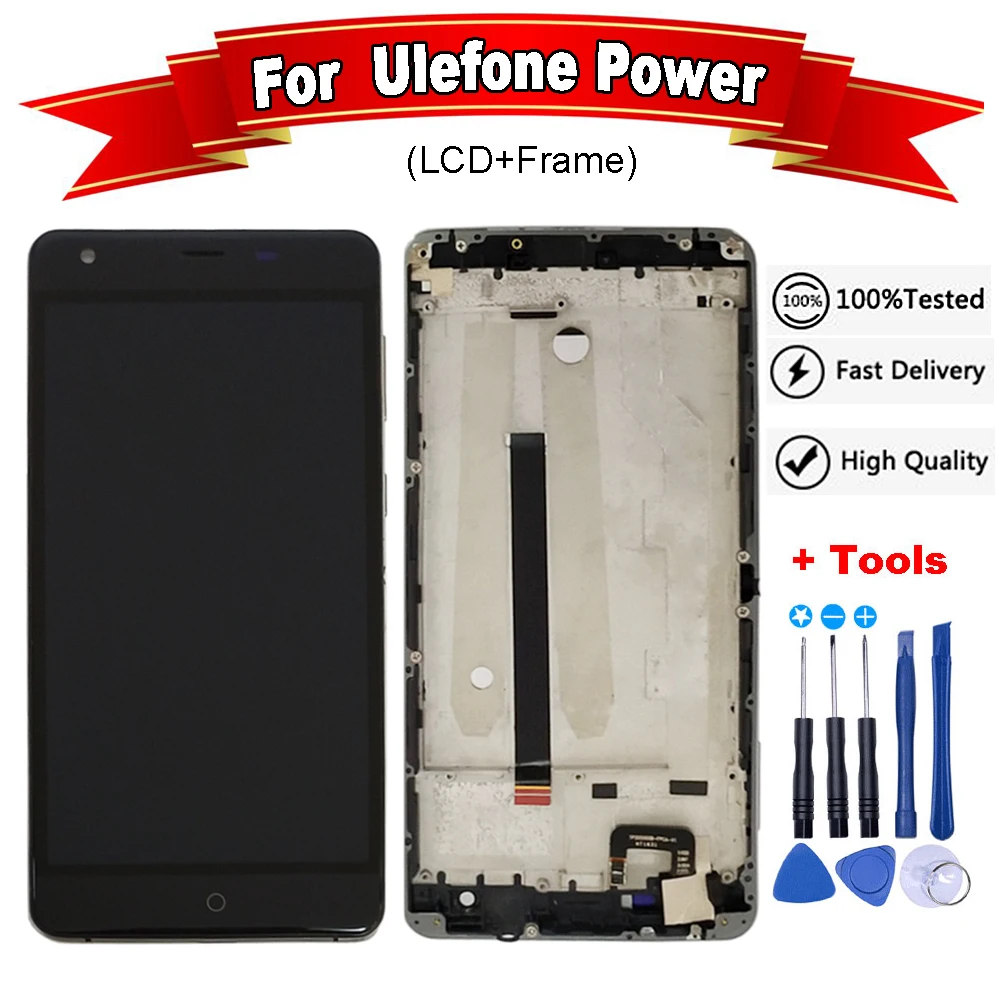 ЖК дисплей и сенсорный экран для Ulefone Power сменный с рамкой в сборе Бесплатная