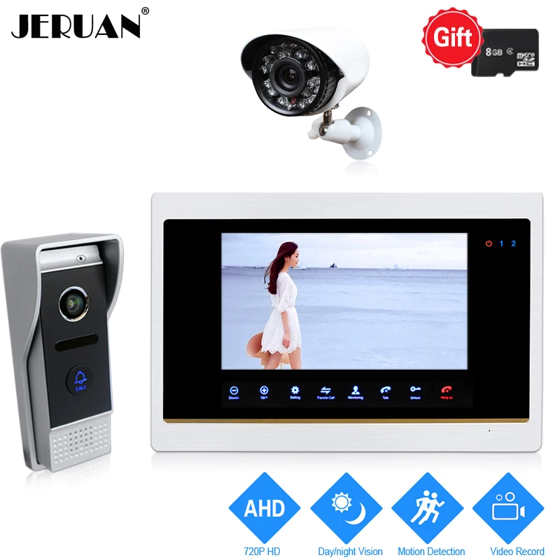 

JERUAN 720P 7 inch Video Doorbell Door Phone Intercom System Record Monitor +1.0MP HD 110 degree COMS Camera+ AHD CCTV Camera