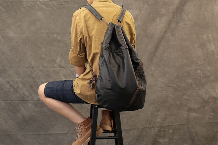 Men's Backpack Large Capacity Drawstring Backpack Soft Genuine Leather Bucket Bag Women Concise School Travel Bag Male Schoolbag
Men's Backpack Large Capacity Drawstring Backpack Soft Genuine Leather Bucket Bag Women Concise School Travel Bag Male Schoolbag