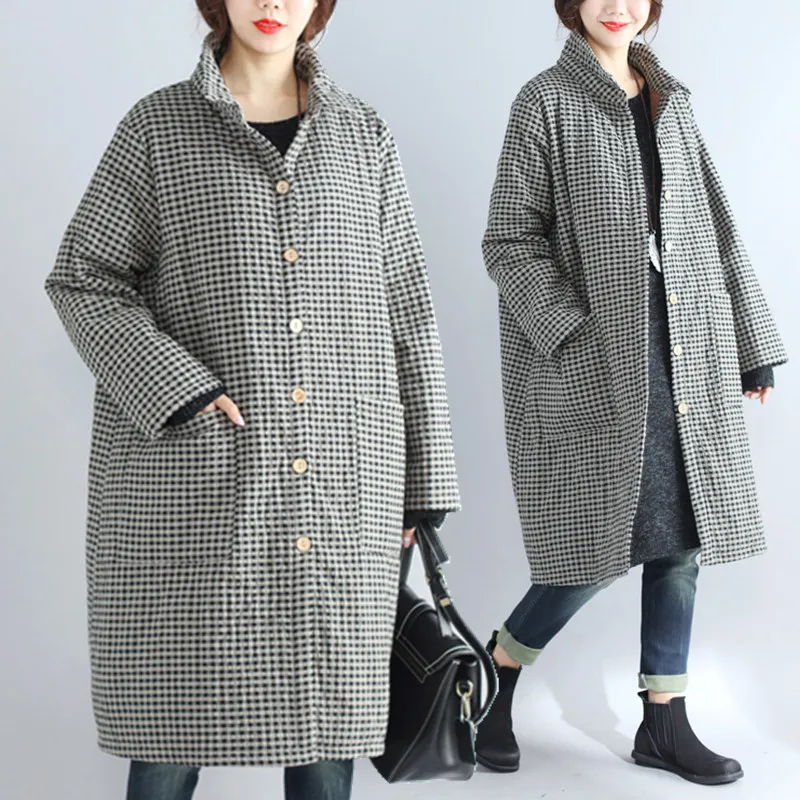 Plus Size 4XL 2018 Autumn Winter Women Fashion Eleant Plaid Tops Ladies Female Large Big Cotton Linen Loose Cardigan Jacket Coat
Plus Size 4XL 2018 Autumn Winter Women Fashion Eleant Plaid Tops Ladies Female Large Big Cotton Linen Loose Cardigan Jacket Coat