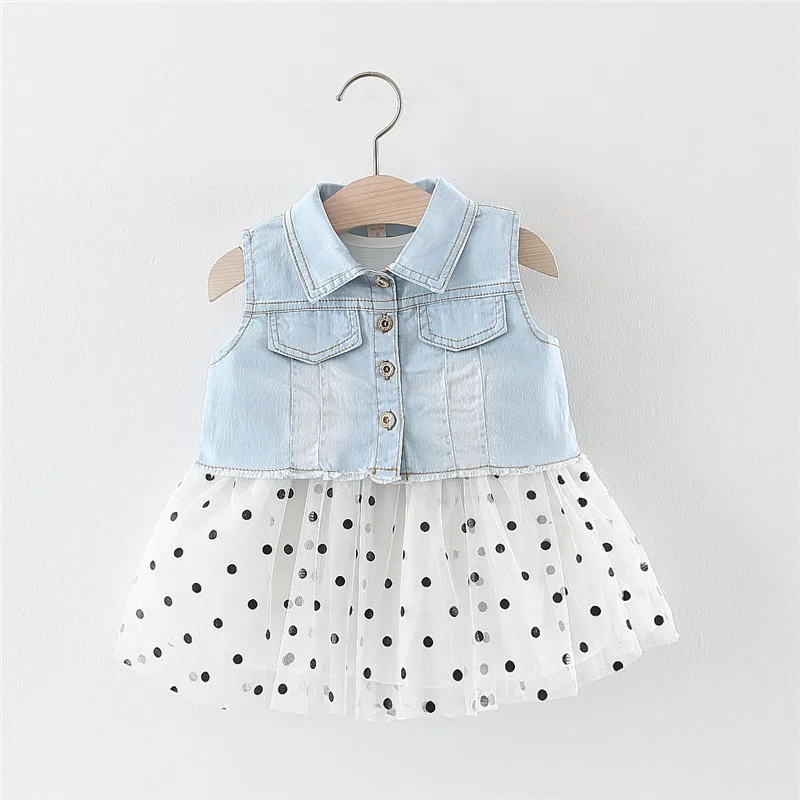 2019 Summer Baby Girls Sleeveless Polka Dot Mesh Tutu Ball Gown Dress + Denim Jeans Waistcoat Princess Party Kids 2Pcs Dresses
2019 Summer Baby Girls Sleeveless Polka Dot Mesh Tutu Ball Gown Dress + Denim Jeans Waistcoat Princess Party Kids 2Pcs Dresses