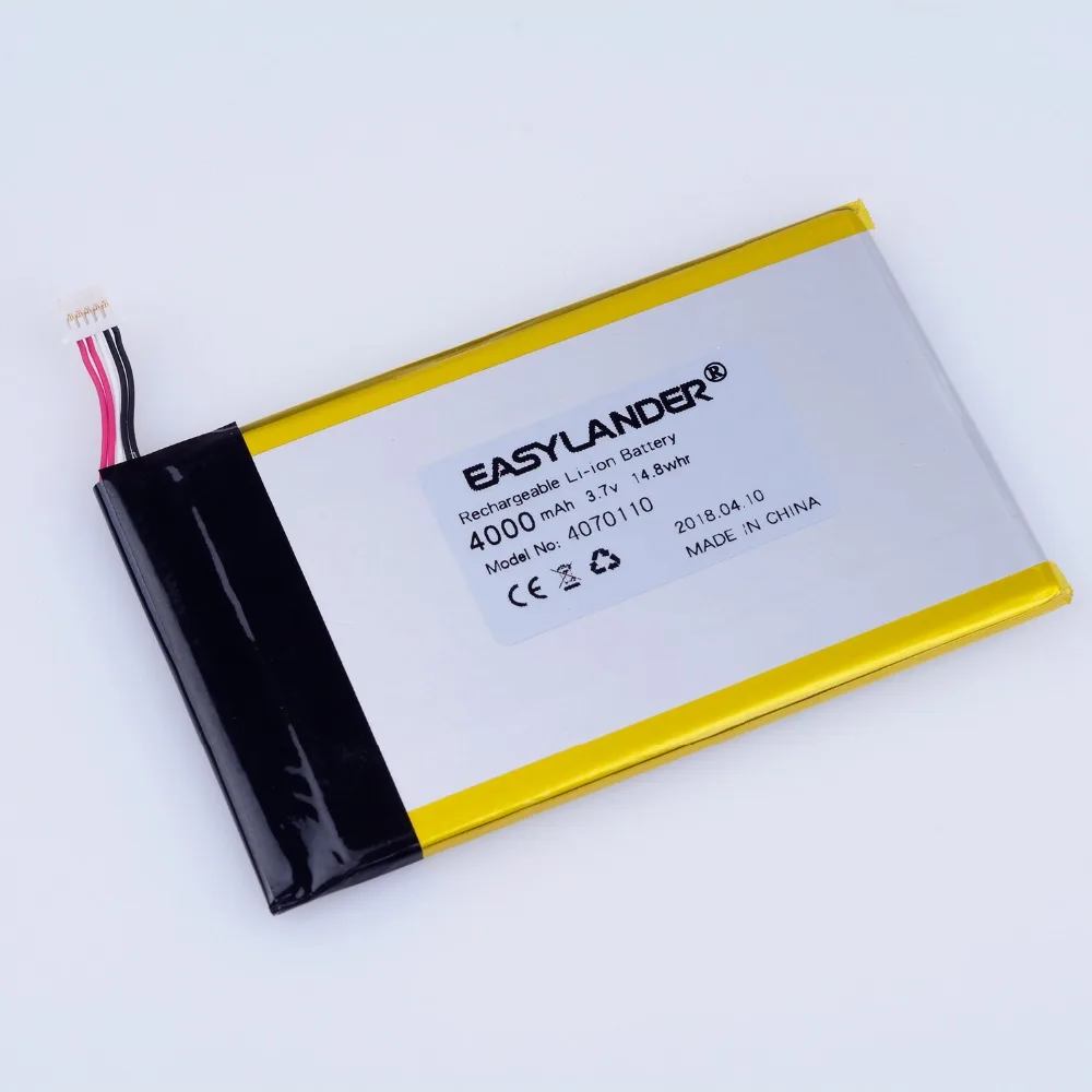 4070110 3,7 V 4000mAh 5-проводная перезаряжаемая литий-ионная полимерная батарея
4070110 3,7 V 4000mAh 5-проводная перезаряжаемая литий-ионная полимерная батарея