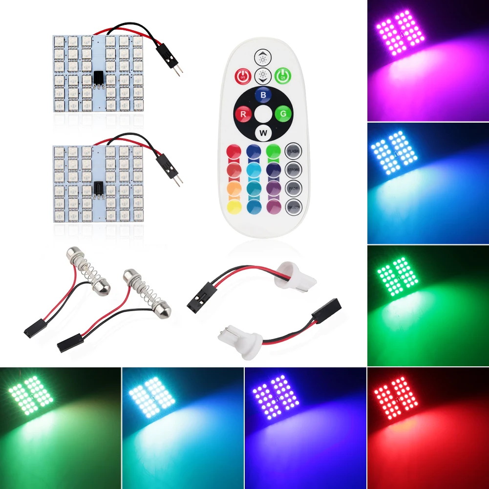 T10 5050 SMD 16 Colors RGB LED Panel Car Auto Interior Reading Map Lamp Bulb Light Dome Festoon Remote Controller Flash Strobe
T10 5050 SMD 16 Colors RGB LED Panel Car Auto Interior Reading Map Lamp Bulb Light Dome Festoon Remote Controller Flash Strobe
