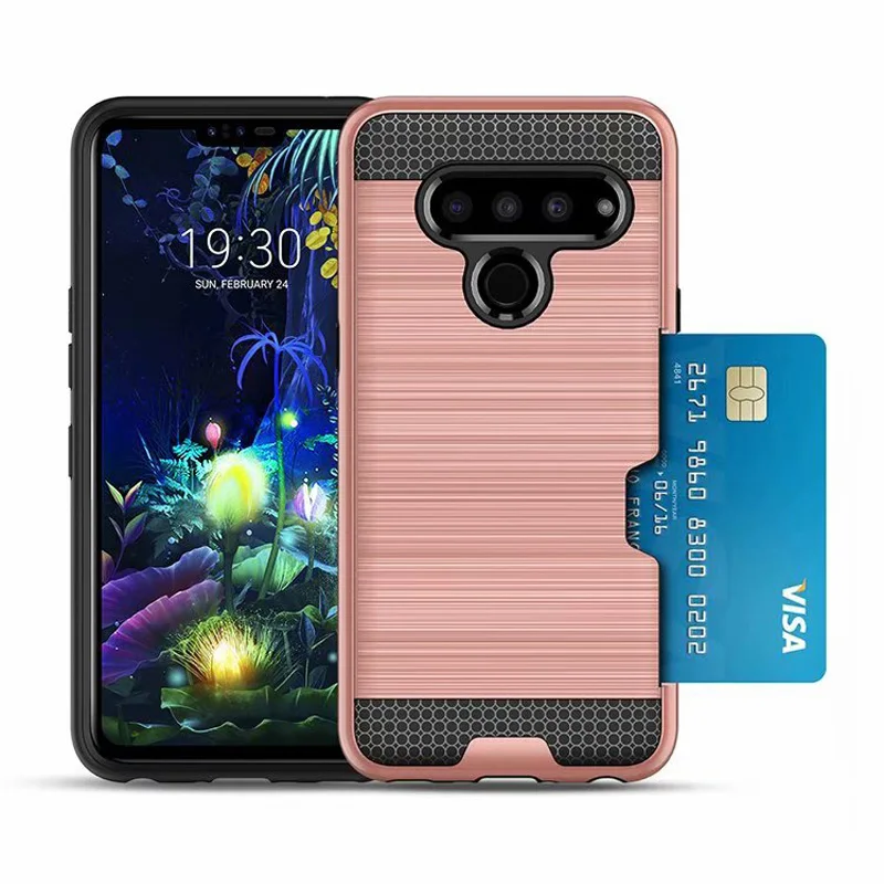 Slim Fit shockproof hard Case with built-in Credit Card / ID Slot Brushed Metal Texture for LG G8 G8 ThinQ/LG V50 V50 ThinQ
Slim Fit shockproof hard Case with built-in Credit Card / ID Slot Brushed Metal Texture for LG G8 G8 ThinQ/LG V50 V50 ThinQ