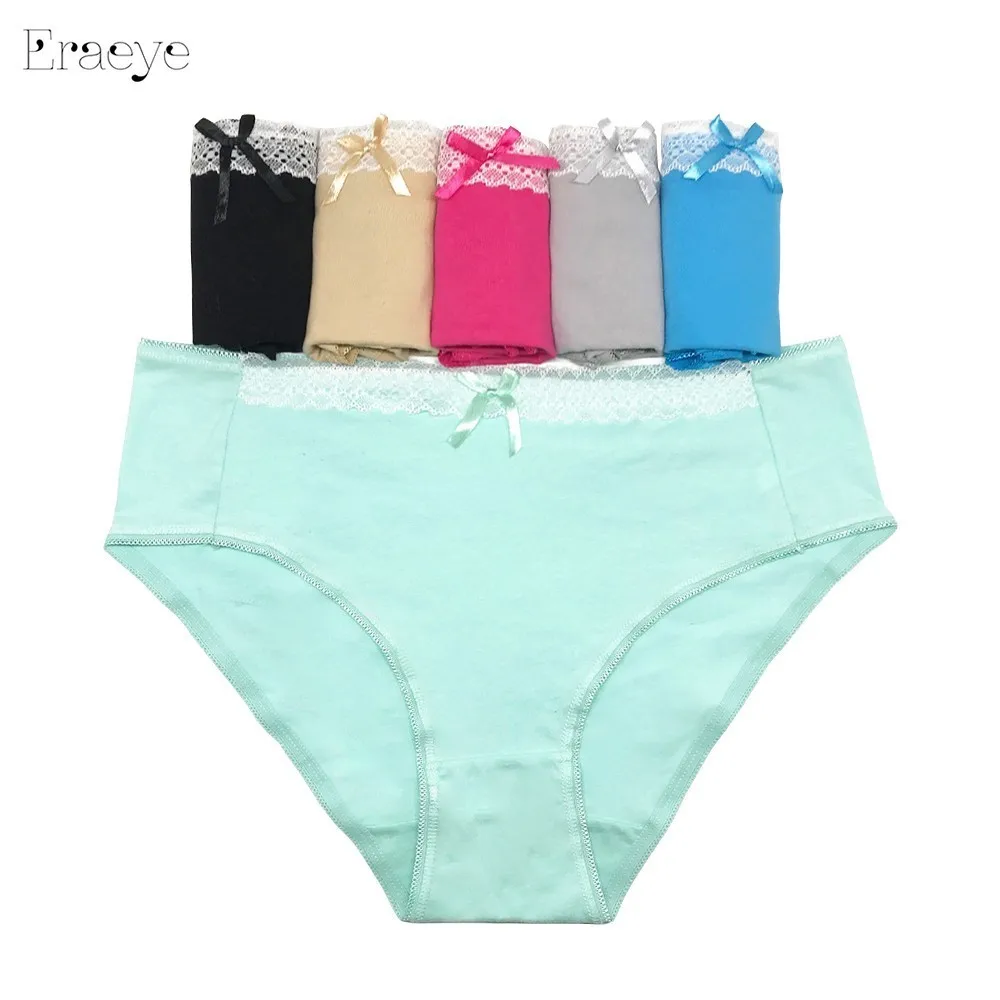 

ERAEYE Plus Size 4XL 5pcs/lot New Women's Cotton Panties Girl Briefs Ms. Cotton Underwear Bikini Underwear Sexy Ladies Briefs