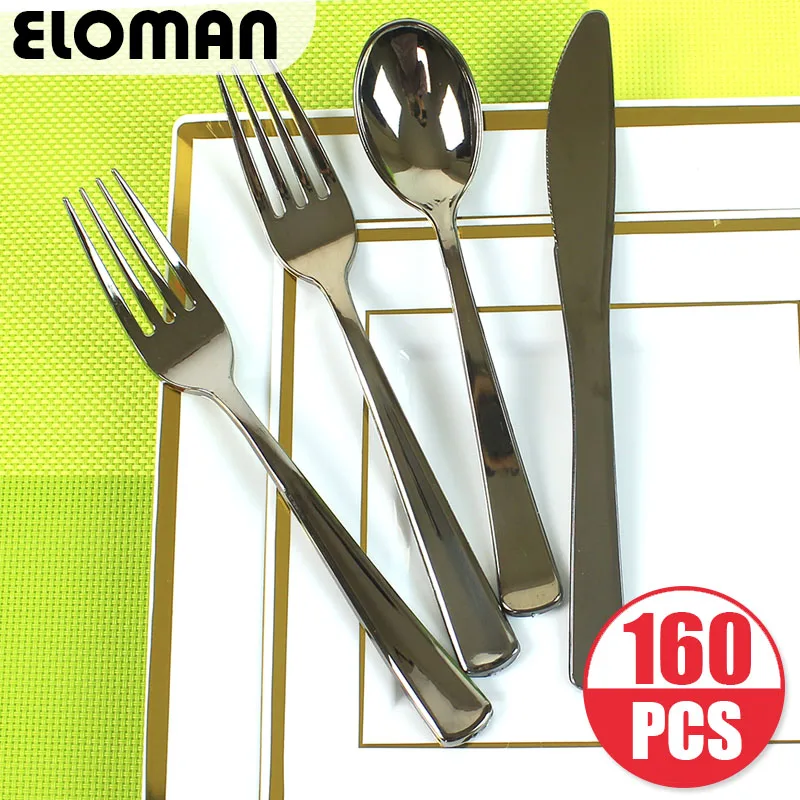 ELOMAN 160 pieces disposable plastic tableware sets for wedding birthday party camping heavyweight plastic forks spoons kinves
ELOMAN 160 pieces disposable plastic tableware sets for wedding birthday party camping heavyweight plastic forks spoons kinves