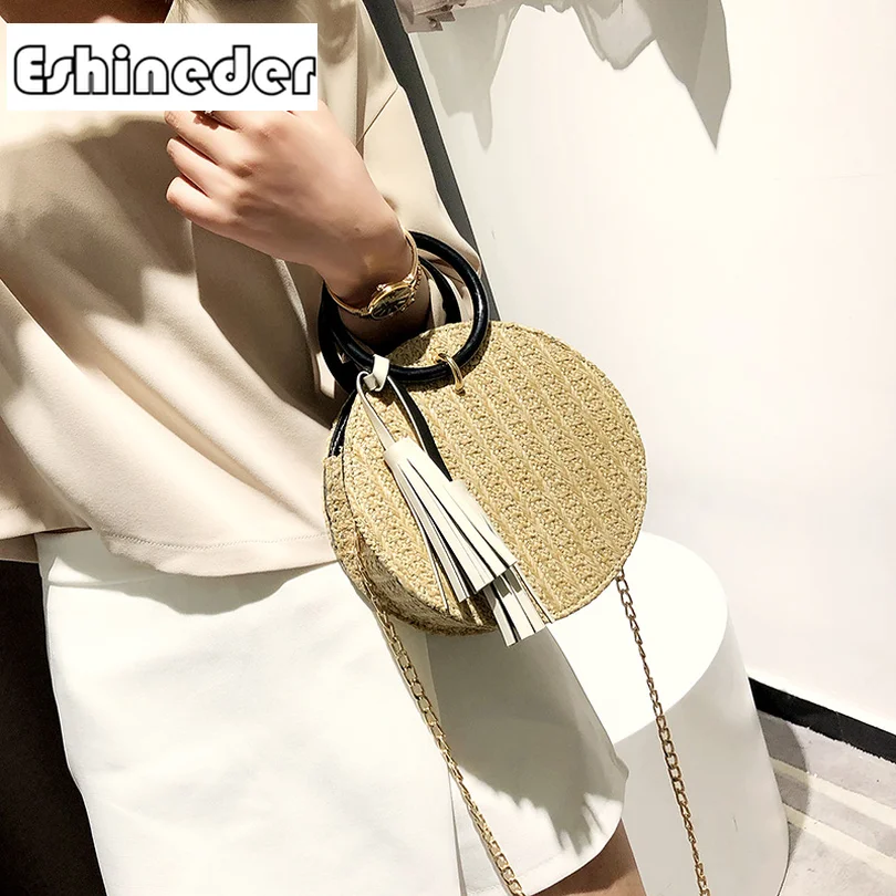 ESHINEDER Handmade Woven Round Handbag Summer Bohemia Beach Tote Vintage Retro Straw Knitted Messenger Bag Lady Fresh Paper Bag
ESHINEDER Handmade Woven Round Handbag Summer Bohemia Beach Tote Vintage Retro Straw Knitted Messenger Bag Lady Fresh Paper Bag