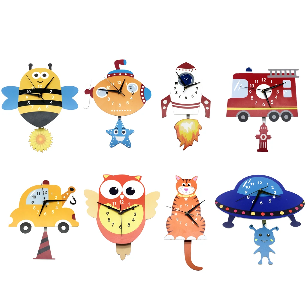 Japanese Adorable Pendulum Clock Funny Crafts Swinging Tail Wall Clock Kit for Kid's Nursery Children's Bedroom Decor