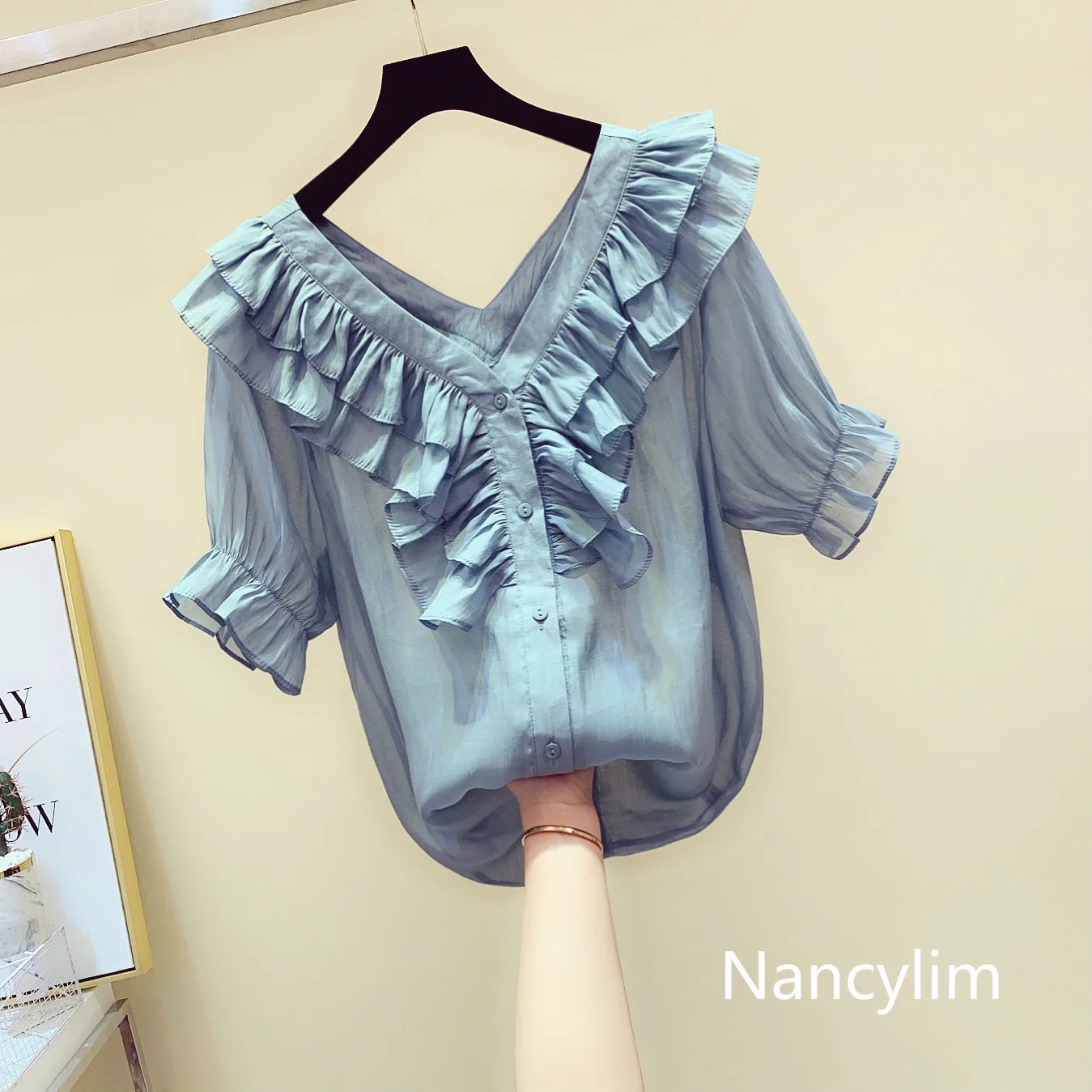 Shirt Girl Short Sleeve Blouse Women 2019 Spring Summer New V Collar Slim Shirt Office Lady All-match Basic Tops Shirts Nancylim
Shirt Girl Short Sleeve Blouse Women 2019 Spring Summer New V Collar Slim Shirt Office Lady All-match Basic Tops Shirts Nancylim
