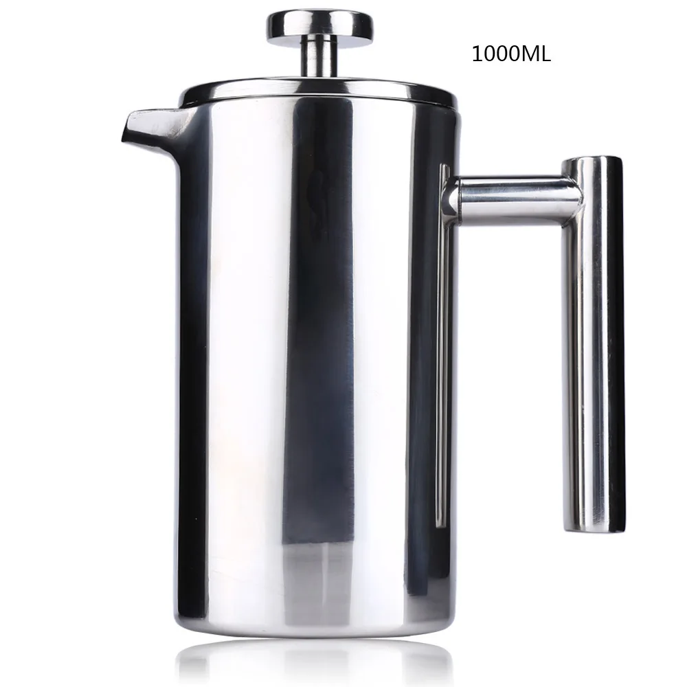 1000ML Stainless Steel Coffee Pot French Press With Coffee Filter Baskets Espresso Tea Maker Double Wall French Cafetiere
1000ML Stainless Steel Coffee Pot French Press With Coffee Filter Baskets Espresso Tea Maker Double Wall French Cafetiere